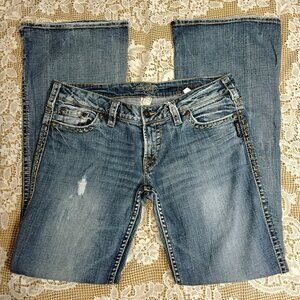 Silver Women's Distressed Bootcut Jeans Size 32 #130